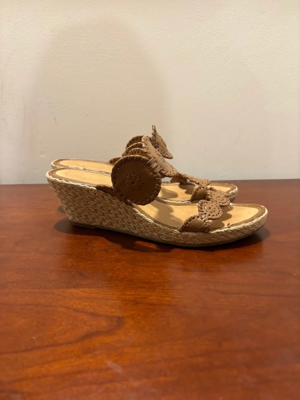 Jack Rogers Shelby Espadrille Wedge Sandals Cognac Size 10